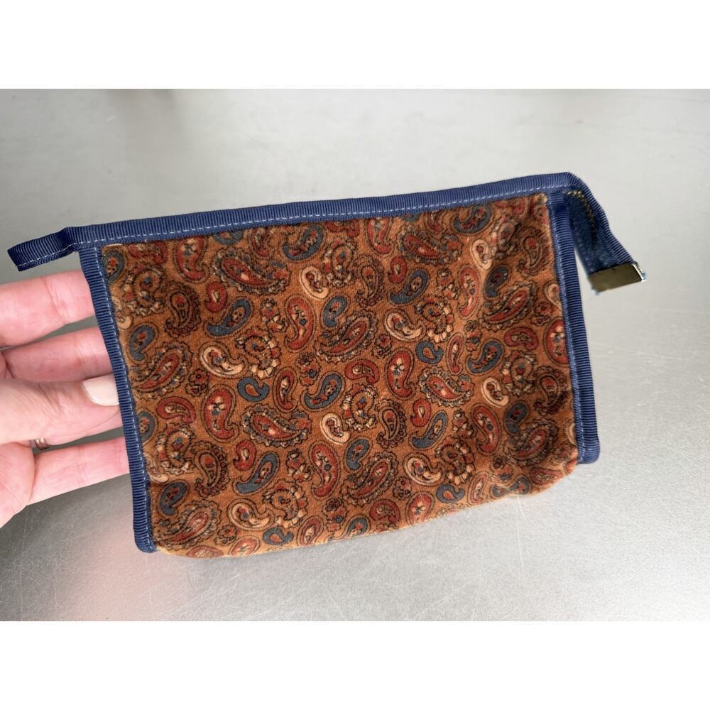 VTG Los Angles Sabrina 70s Velvet Paisley Pouch Top Zip